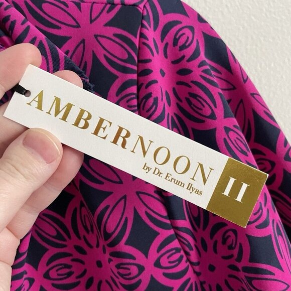 AmberNoon II By Dr. Erum Ilyas Sz XS Berry Tile Half-Zip Swim Cover-Up Dress NWT - Picture 10 of 14